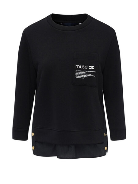 ELISABETTA FRANCHI Elisabetta Franchi gebreide top met blouse met gouden knopen  ZWART