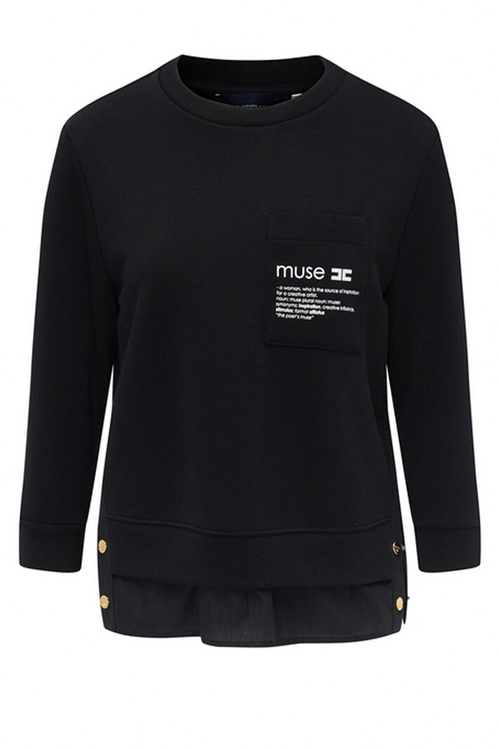 ELISABETTA FRANCHI Elisabetta Franchi gebreide top met blouse met gouden knopen  ZWART