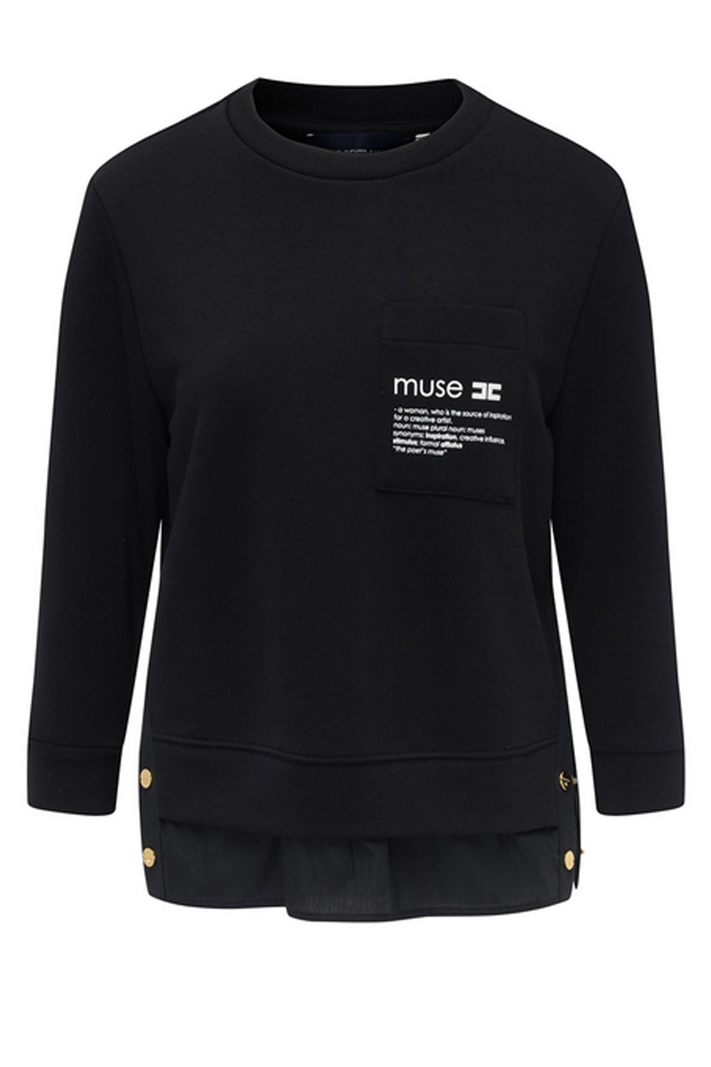 ELISABETTA FRANCHI Elisabetta Franchi knitted top with blouse with gold buttons  BLACK