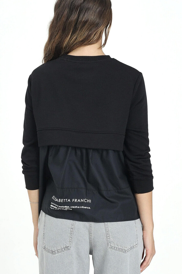 ELISABETTA FRANCHI Elisabetta Franchi gebreide top met blouse met gouden knopen  ZWART