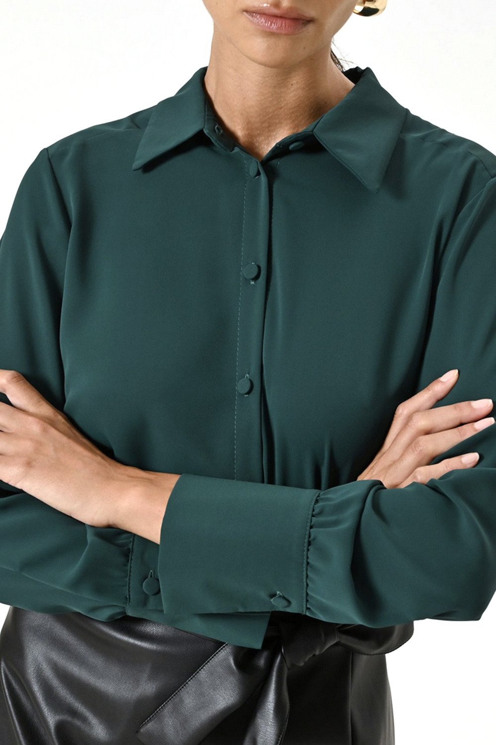 RINASCIMENTO Rinascimento fitted blouse with buttons, dark GREEN