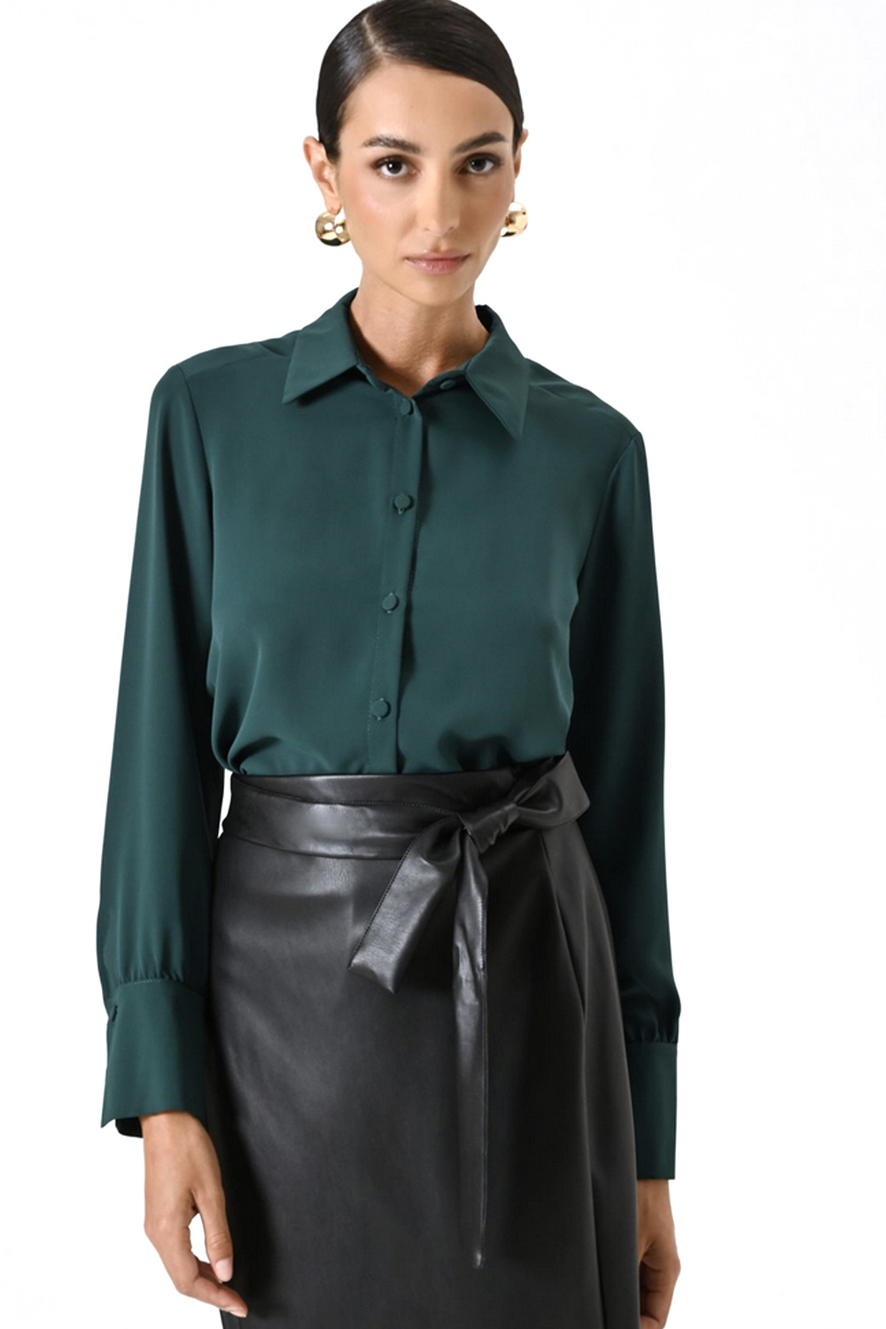 RINASCIMENTO Rinascimento fitted blouse with buttons, dark GREEN