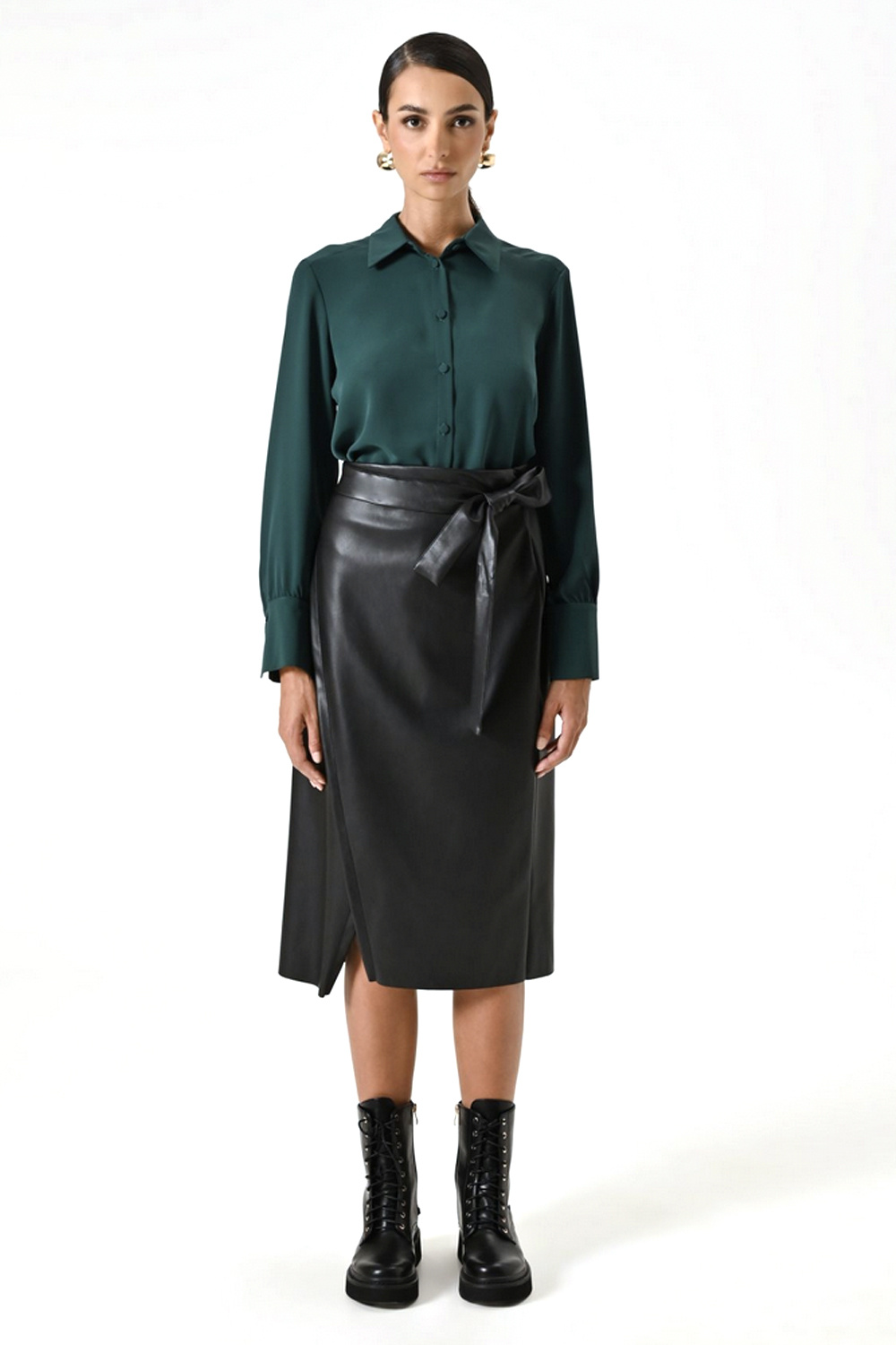 RINASCIMENTO Rinascimento fitted blouse with buttons, dark GREEN