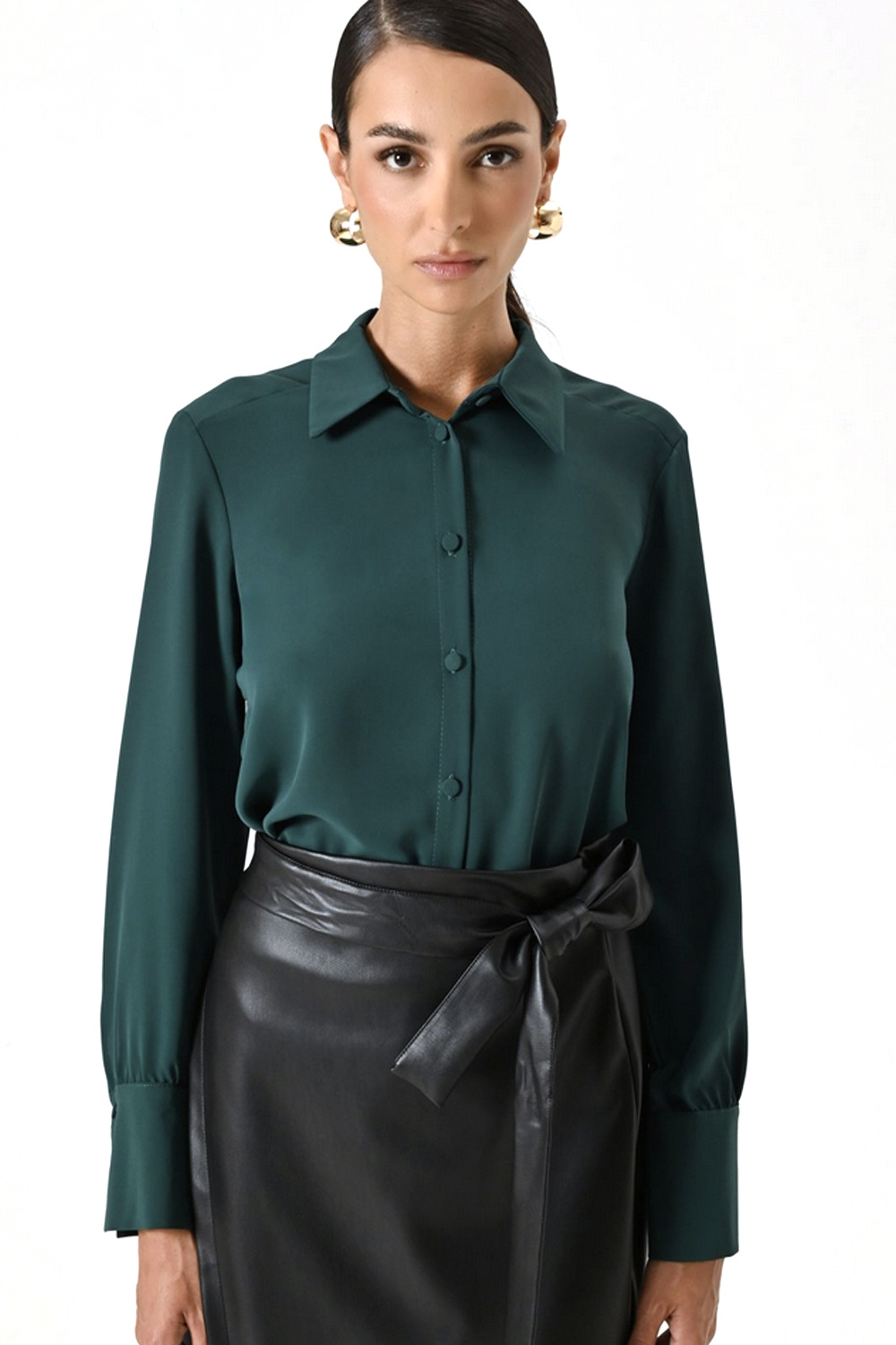 RINASCIMENTO Rinascimento fitted blouse with buttons, dark GREEN