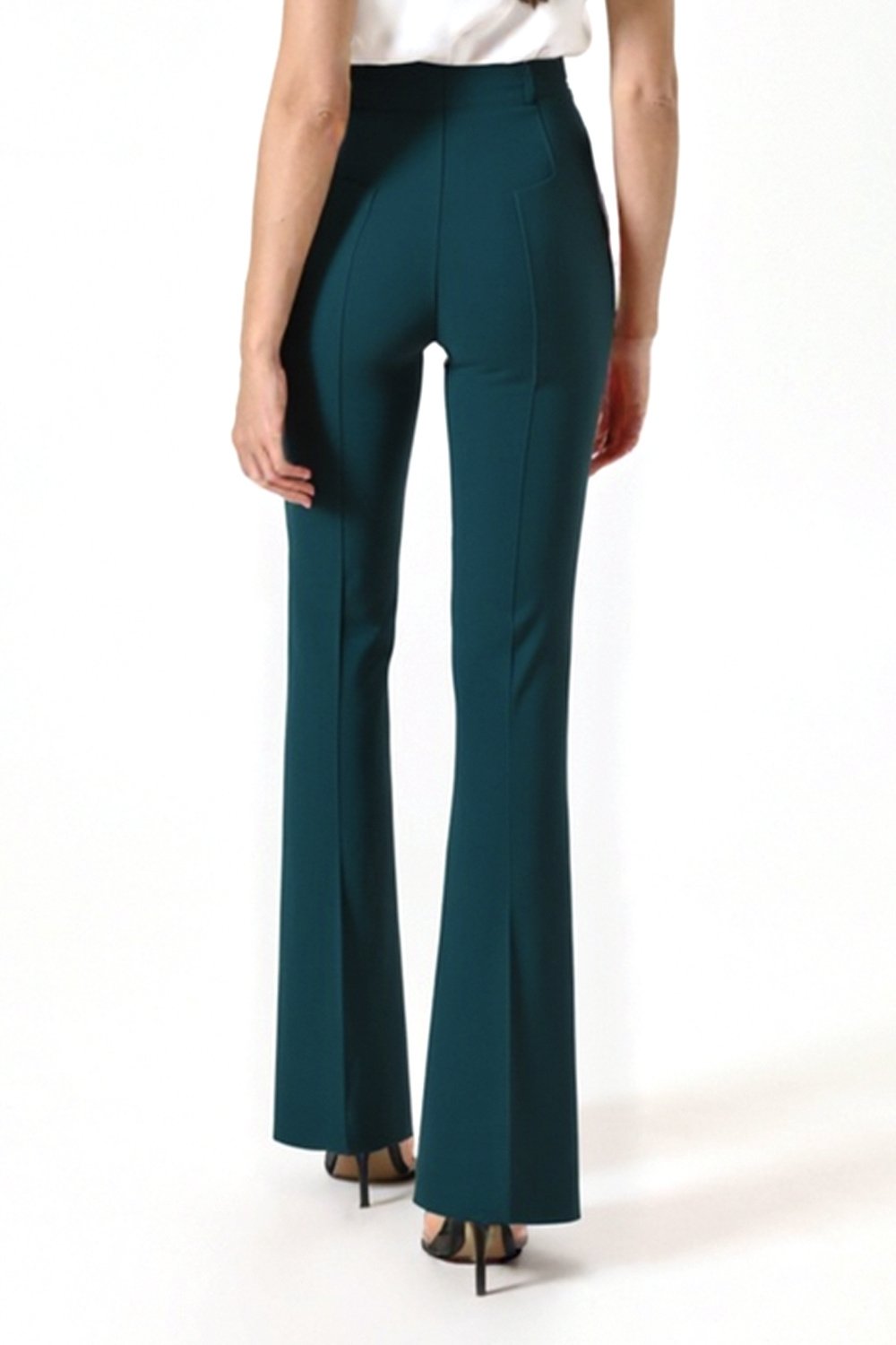 RINASCIMENTO RC flared trousers with elastic waistband, dark GREEN
