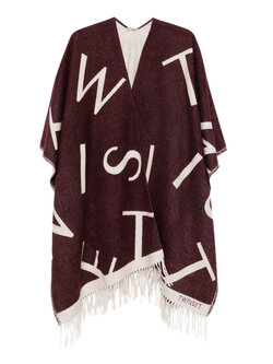 TWINSET Twinset poncho met logo letters winetas / BORDEAUX ROOD