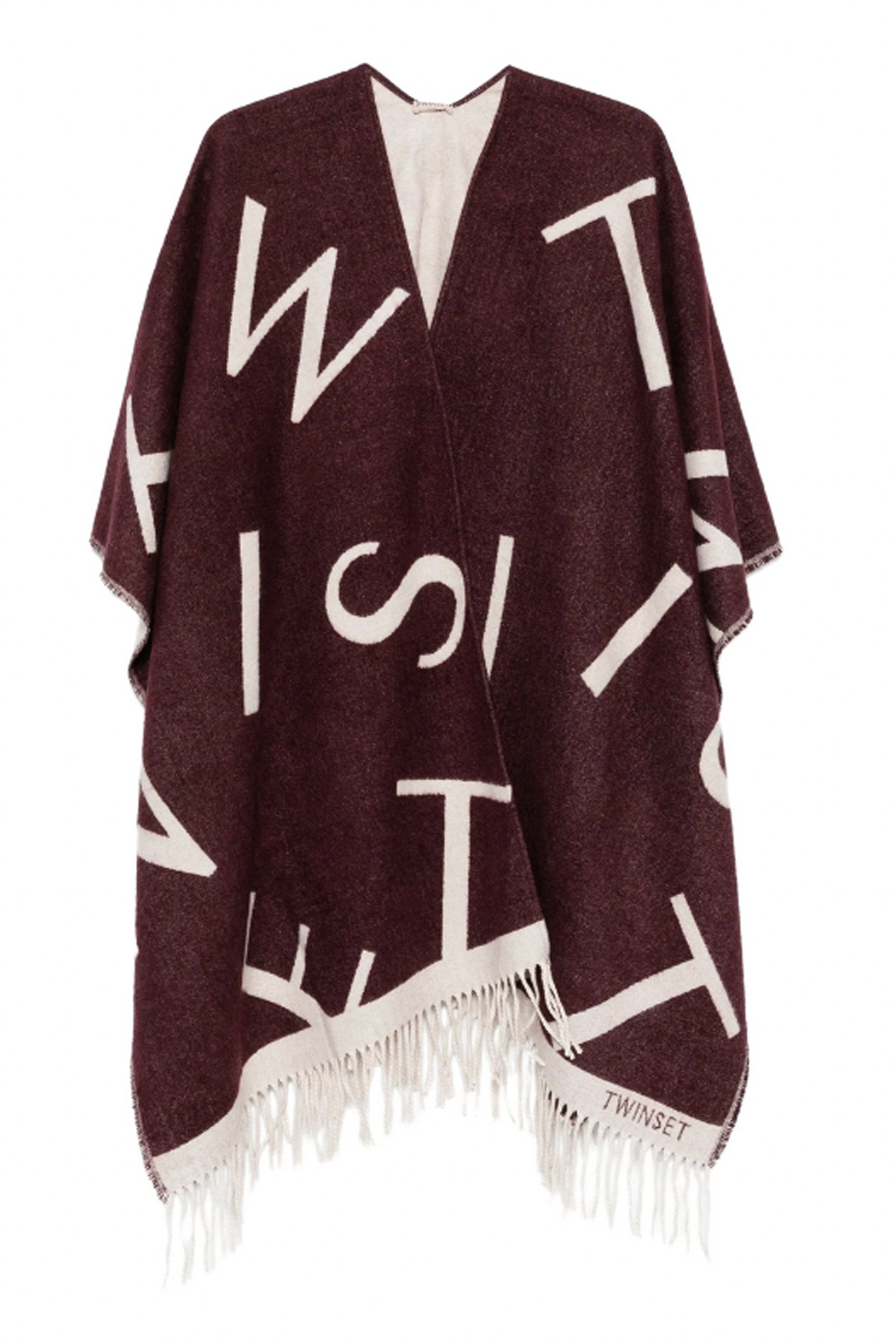 TWINSET Twinset poncho with logo letters winetas / BORDEAUX RED