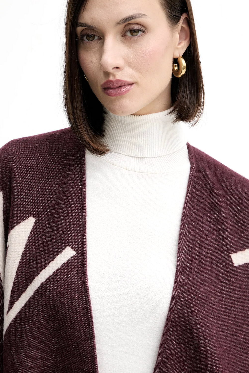 TWINSET Twinset poncho with logo letters winetas / BORDEAUX RED