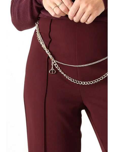 TWINSET Twinset flaired pantalon / broek met gouden ketting riem Winetas / BORDEAUX ROOD