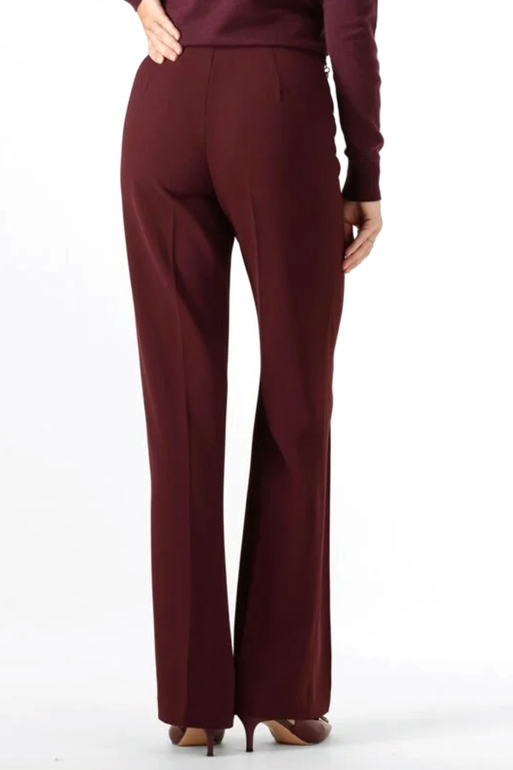 TWINSET Twinset flared trousers with gold chain belt Winetas / BORDEAUX RED