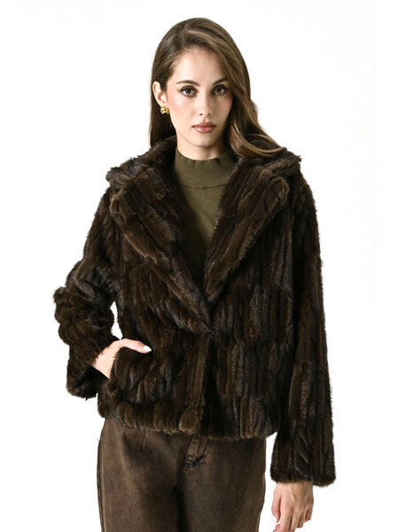 RINASCIMENTO RC faux fur winter coat Chocolate BROWN
