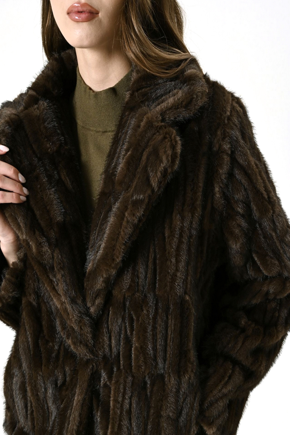 RINASCIMENTO RC faux fur winter coat Chocolate BROWN