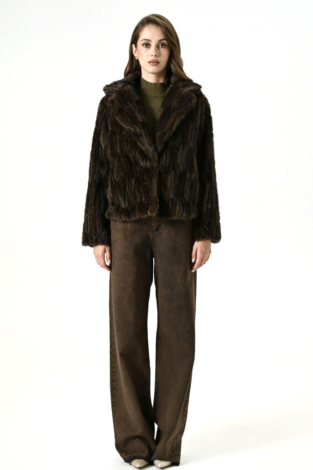 RINASCIMENTO RC faux fur winter coat Chocolate BROWN
