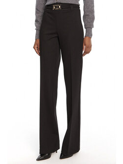 TWINSET Twinset flaired pantalon inclusief riem met gouden logo Nero / ZWART