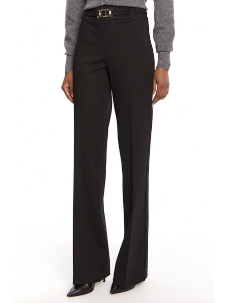 TWINSET Twinset flaired pantalon inclusief riem met gouden logo Nero / ZWART