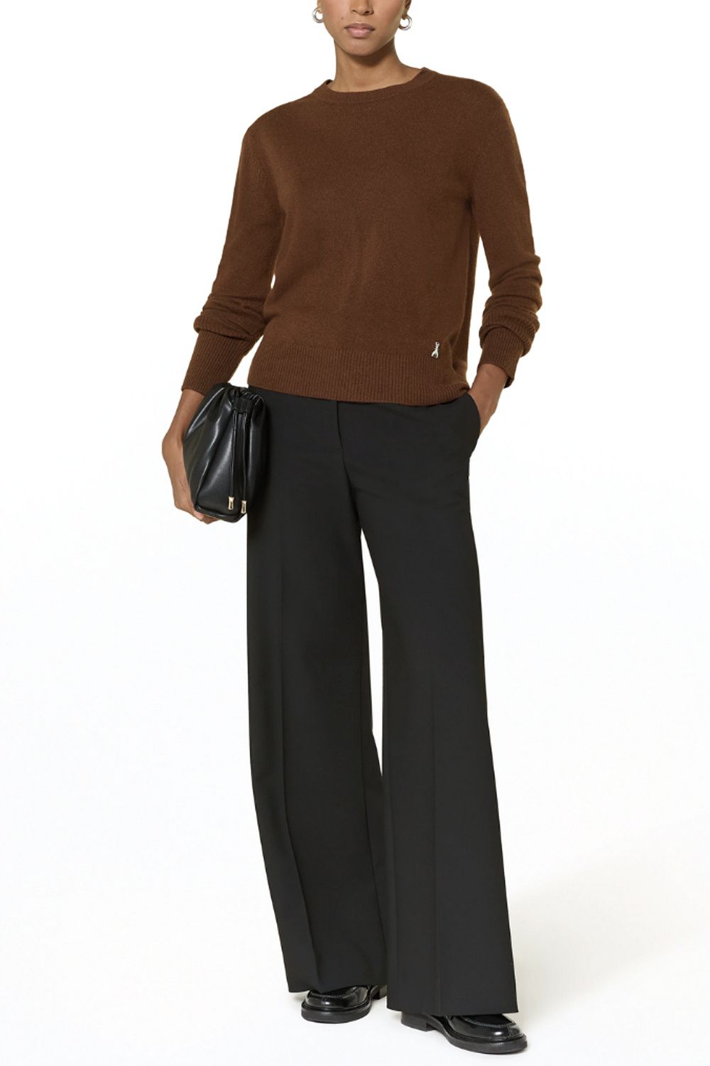 PATRIZIA PEPE Patrizia pepe cashmere sweater met logo BRUIN