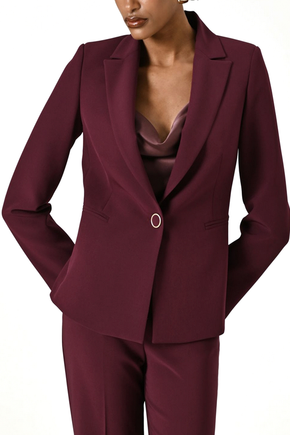 RINASCIMENTO Rinascimento blazer jacket / suit jacket with a button at the waist BORDEAUX RED