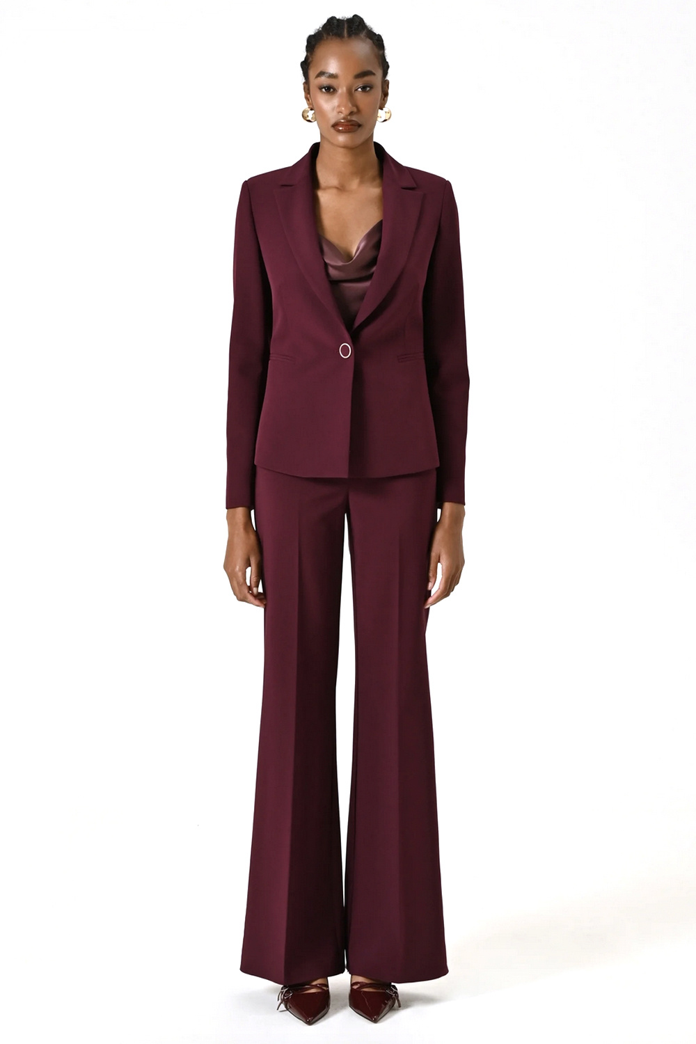 RINASCIMENTO Rinascimento blazer jacket / suit jacket with a button at the waist BORDEAUX RED