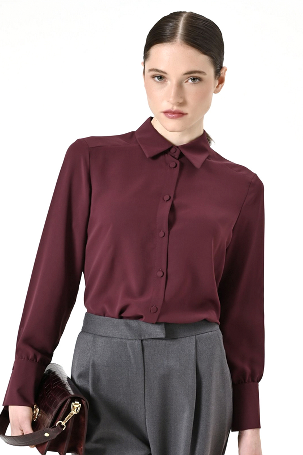 RINASCIMENTO Rinascimento blouse with buttons in the same fabric BORDEAUX RED