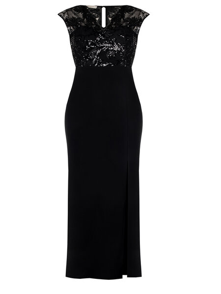 RINASCIMENTO Rinascimento dress with slit and lace top with sequins BLACK