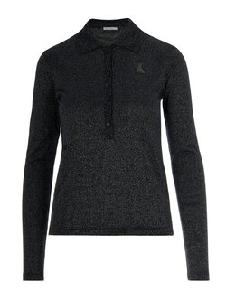 PATRIZIA PEPE Patrizia pepe glitter polo shirt met logo in zwarte strass steentjes ZWART