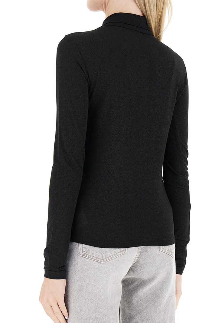 PATRIZIA PEPE Patrizia pepe glitter polo shirt met logo in zwarte strass steentjes ZWART