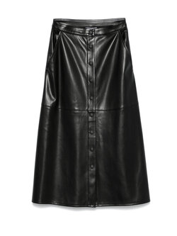 PATRIZIA PEPE Patrizia Pepe leather skirt with row of buttons and small slit BLACK