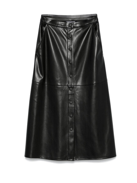 PATRIZIA PEPE Patrizia Pepe leather skirt with row of buttons and small slit BLACK