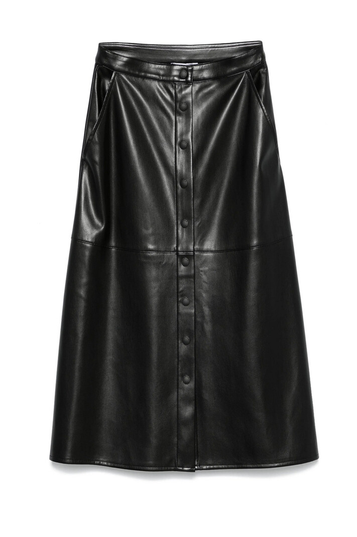 PATRIZIA PEPE Patrizia Pepe leather skirt with row of buttons and small slit BLACK