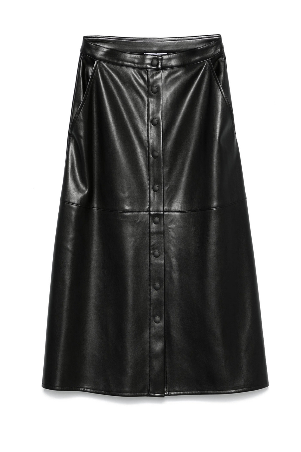 PATRIZIA PEPE Patrizia pepe lederen rok met rij knopen en kleine split ZWART