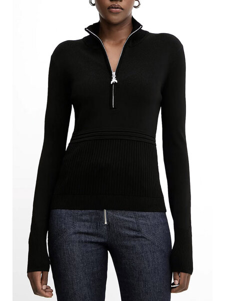 PATRIZIA PEPE Patrizia pepe colletje / turtleneck trui met rits en zilveren logo ZWART
