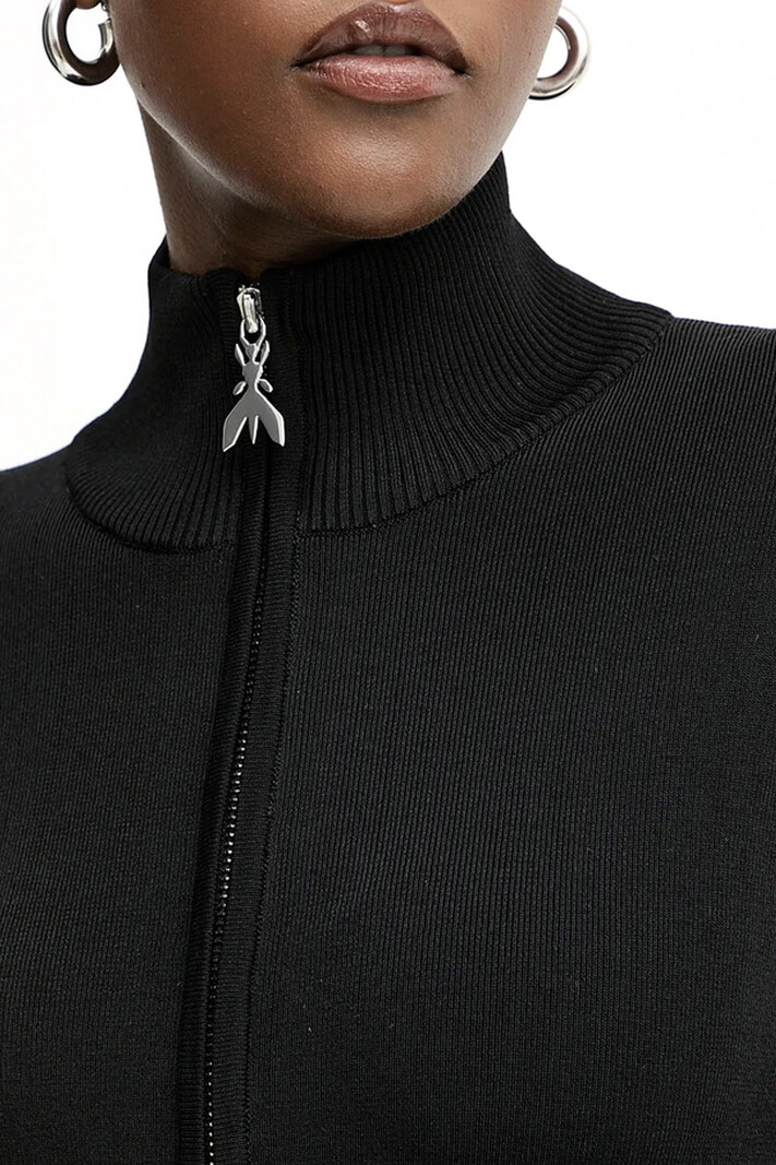 PATRIZIA PEPE Patrizia pepe colletje / turtleneck trui met rits en zilveren logo ZWART