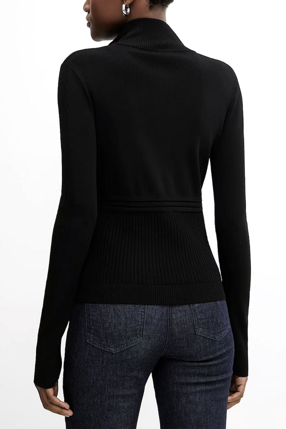 PATRIZIA PEPE Patrizia pepe colletje / turtleneck trui met rits en zilveren logo ZWART