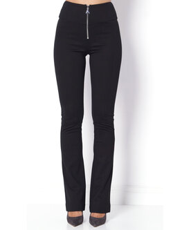 PATRIZIA PEPE Patrizia Pepe trousers with silver zip and logo on the front BLACK