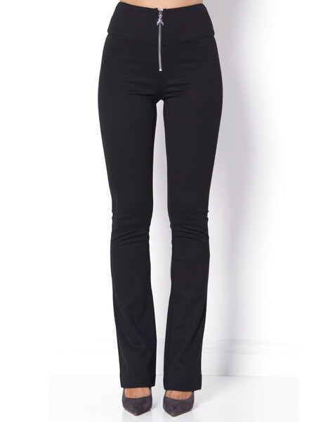 PATRIZIA PEPE Patrizia Pepe pantalon met zilveren rits en logo voorkant ZWART