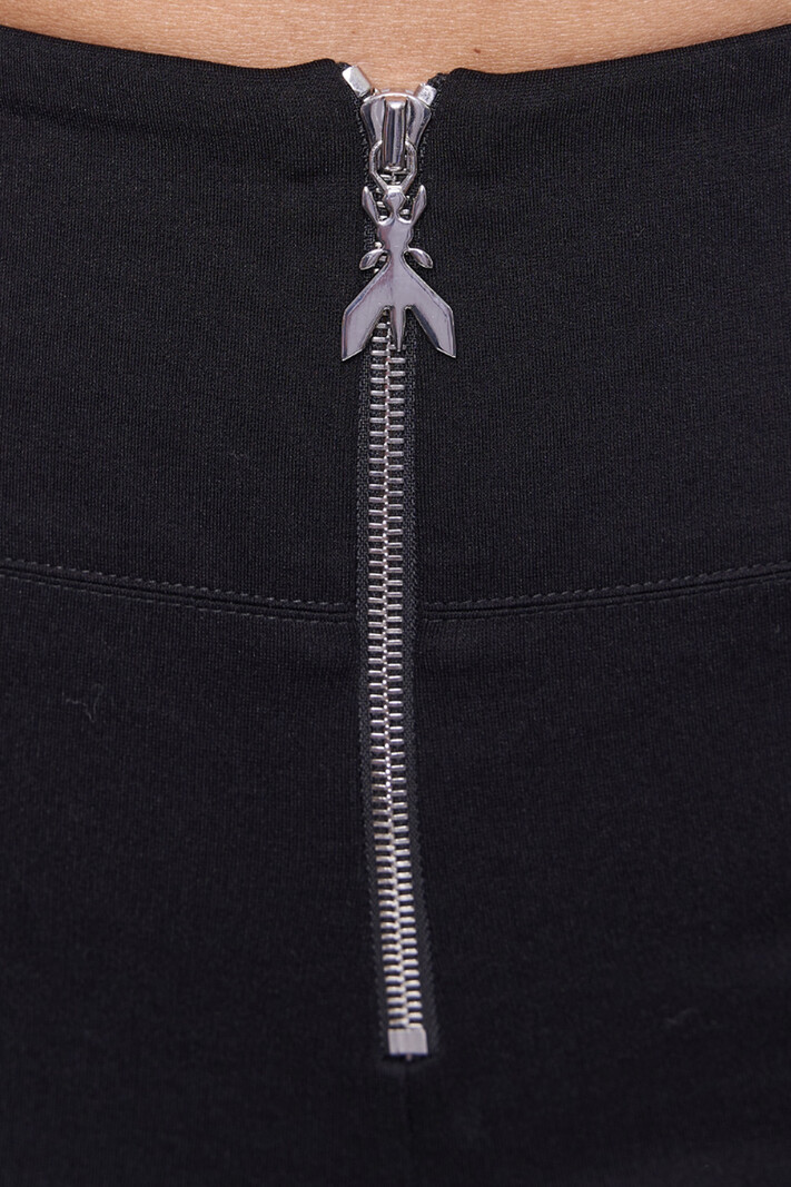 PATRIZIA PEPE Patrizia Pepe pantalon met zilveren rits en logo voorkant ZWART