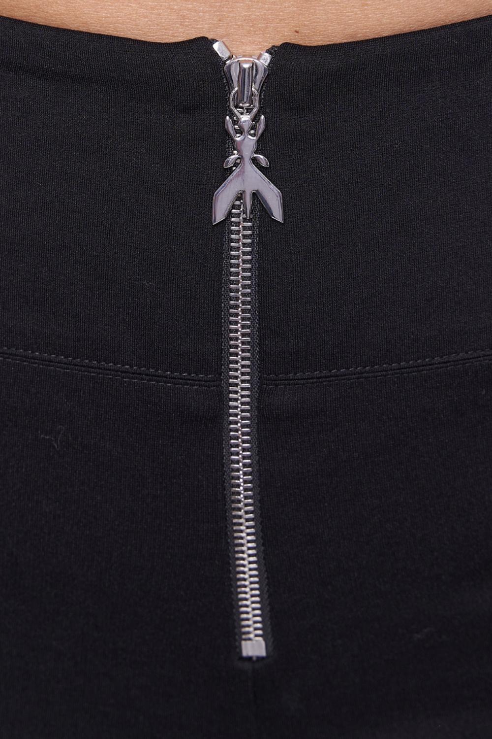 PATRIZIA PEPE Patrizia Pepe trousers with silver zip and logo on the front BLACK
