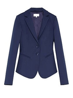 PATRIZIA PEPE Patrizia Pepe jas / getaileerd colbert / blazer met zilver logo op mouw DONKER BLAUW