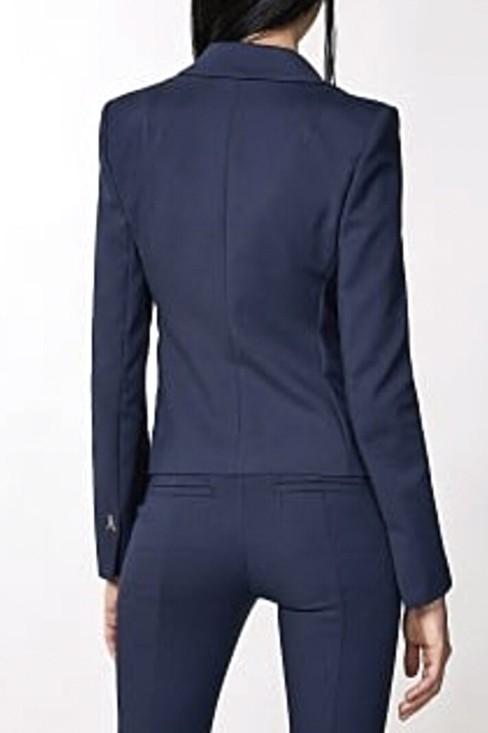 PATRIZIA PEPE Patrizia Pepe jas / getaileerd colbert / blazer met zilver logo op mouw DONKER BLAUW