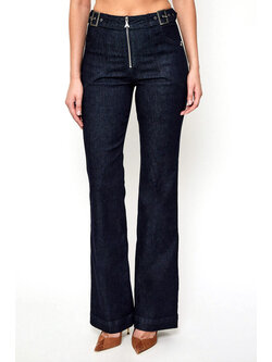 PATRIZIA PEPE Patrizia pepe bootcut jeans / denim met rits en zilver logo donker BLAUW