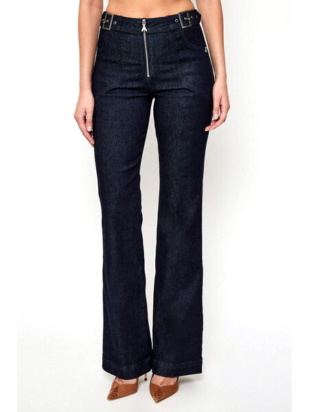 PATRIZIA PEPE Patrizia pepe bootcut jeans / denim met rits en zilver logo donker BLAUW