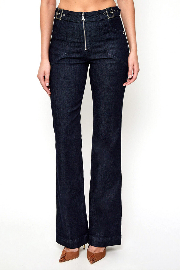 PATRIZIA PEPE Patrizia pepe bootcut jeans / denim met rits en zilver logo donker BLAUW