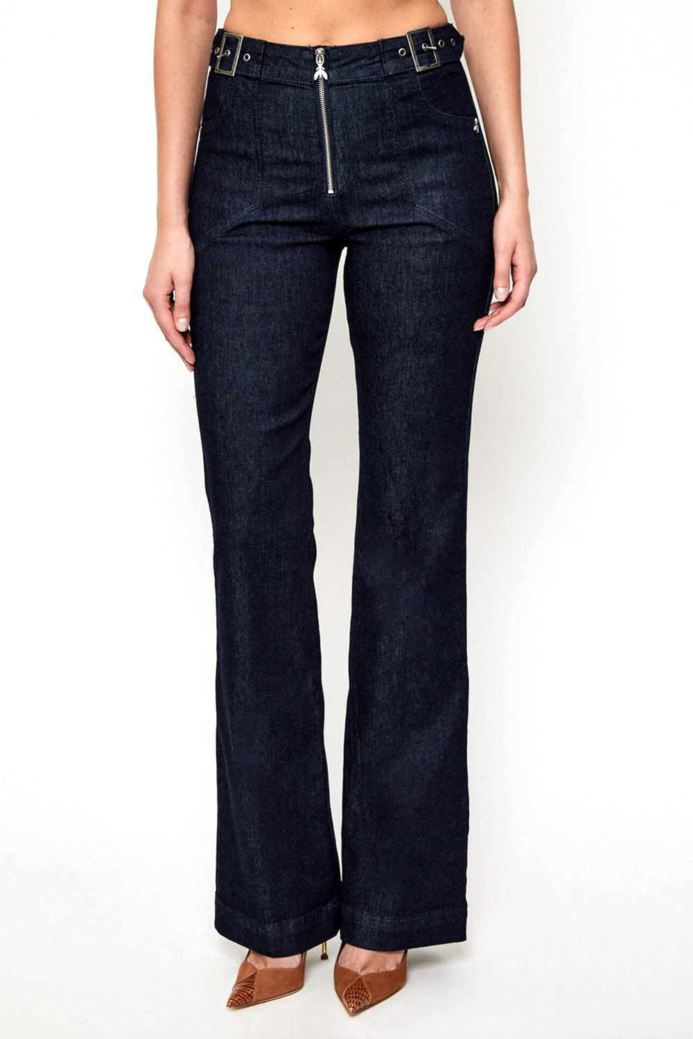 PATRIZIA PEPE Patrizia pepe bootcut jeans / denim met rits en zilver logo donker BLAUW  ( valt ruim )