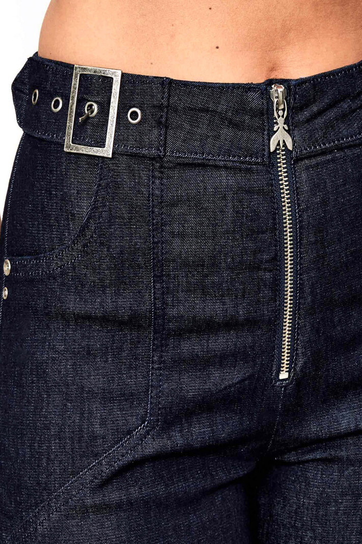 PATRIZIA PEPE Patrizia pepe bootcut jeans / denim met rits en zilver logo donker BLAUW
