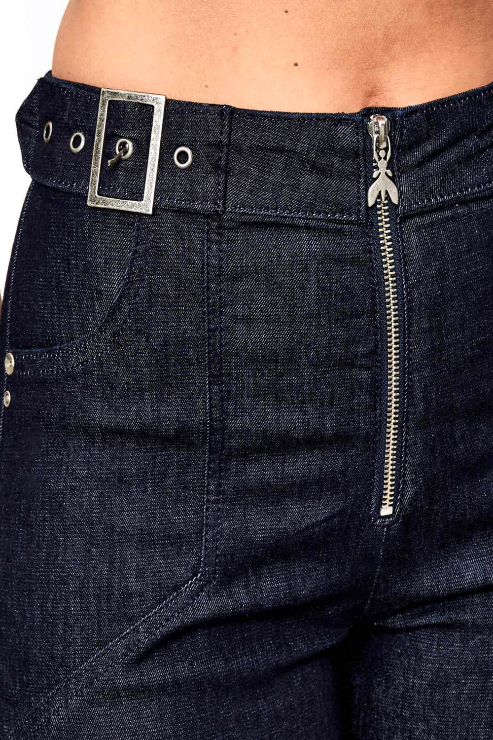 PATRIZIA PEPE Patrizia pepe bootcut jeans / denim met rits en zilver logo donker BLAUW  ( valt ruim )