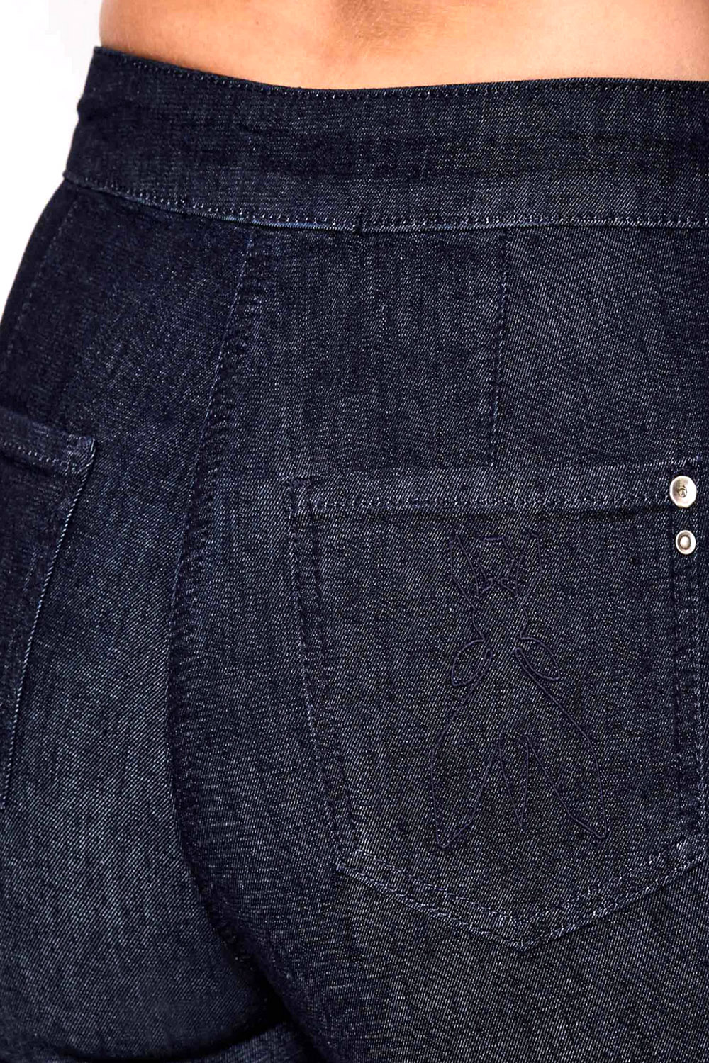 PATRIZIA PEPE Patrizia pepe bootcut jeans / denim met rits en zilver logo donker BLAUW  ( valt ruim )