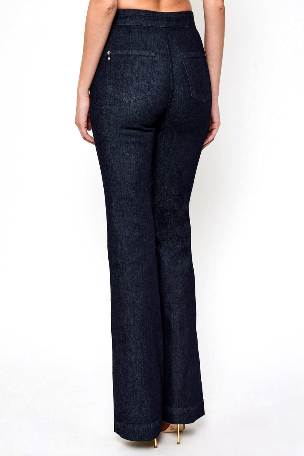 PATRIZIA PEPE Patrizia pepe bootcut jeans / denim met rits en zilver logo donker BLAUW  ( valt ruim )