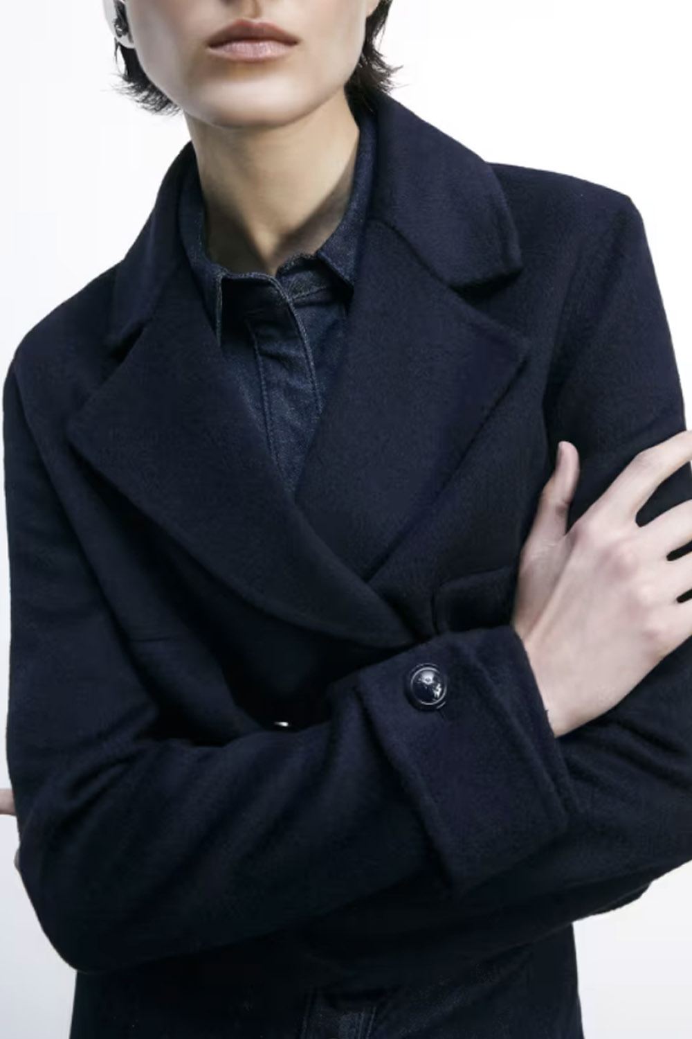 PATRIZIA PEPE Patrizia pepe korte jas wol mix met luxe blauwe knopen donker BLAUW