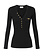 ELISABETTA FRANCHI Elisabetta Franchi ribbed top with V-neck, chest pocket, and gold details in Black