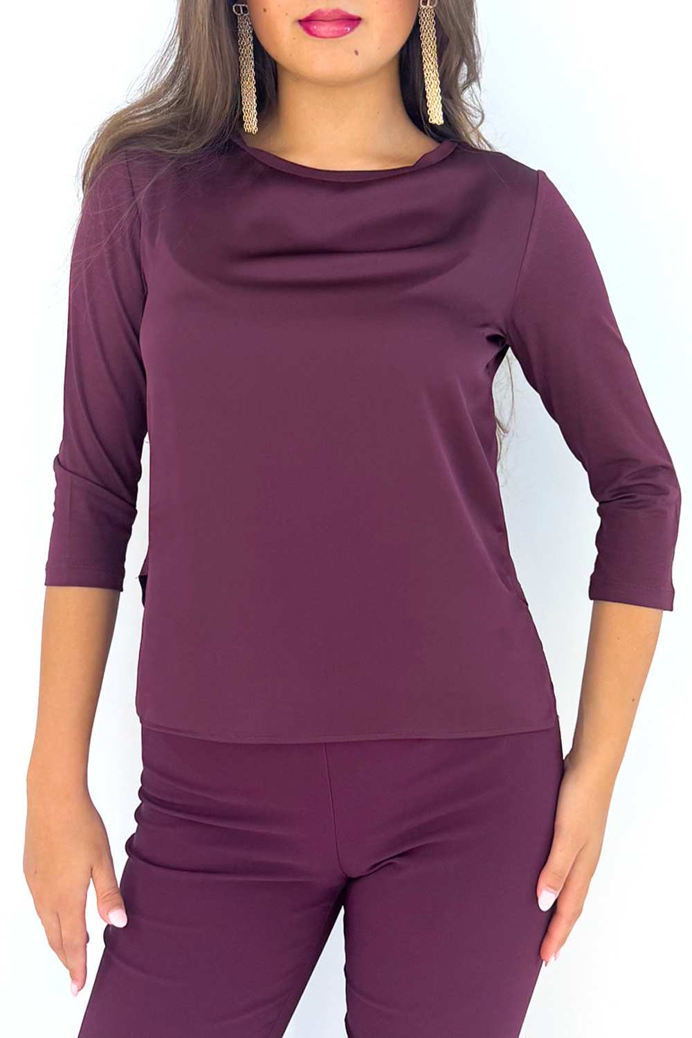 RINASCIMENTO Rinascimento top halflange mouw strech kwaliteit BORDEAUX ROOD